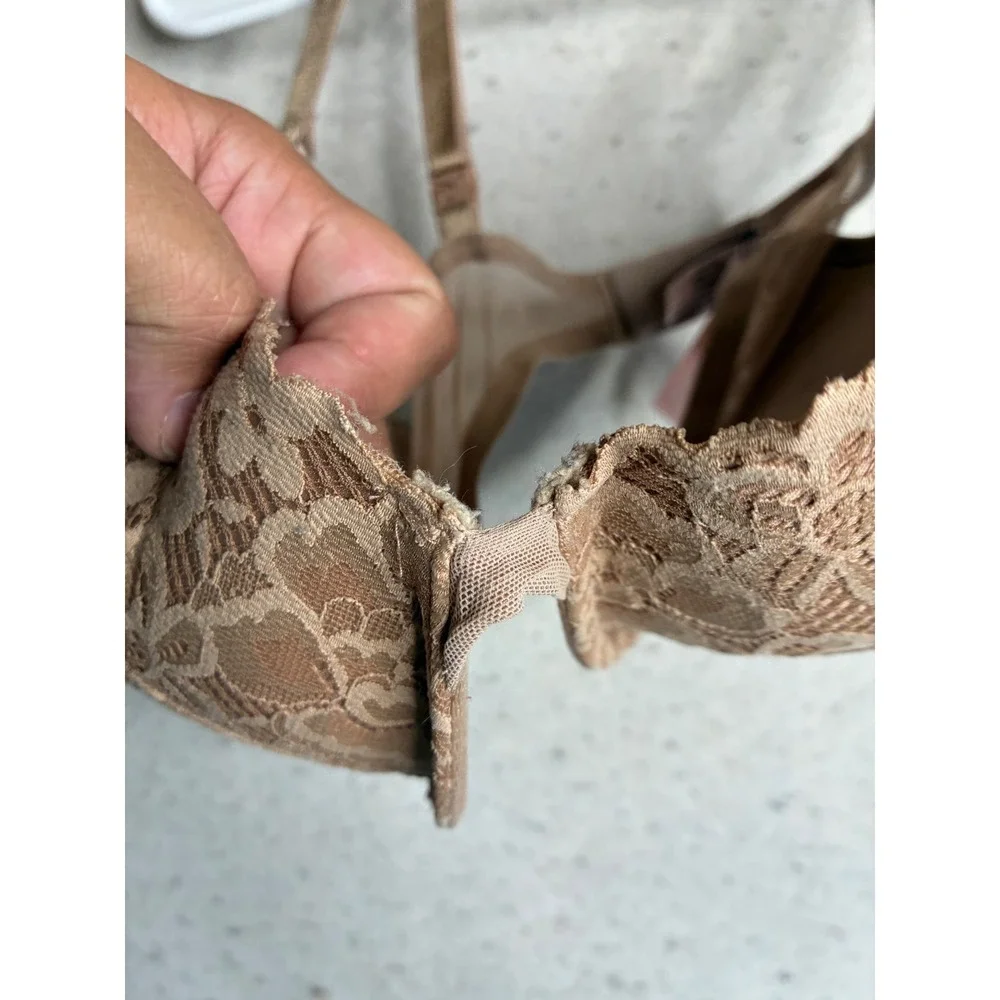 Victoria's Secret Floral Lace Push-Up Bra Tan Nude 34DD Underwire 122637-5EQ